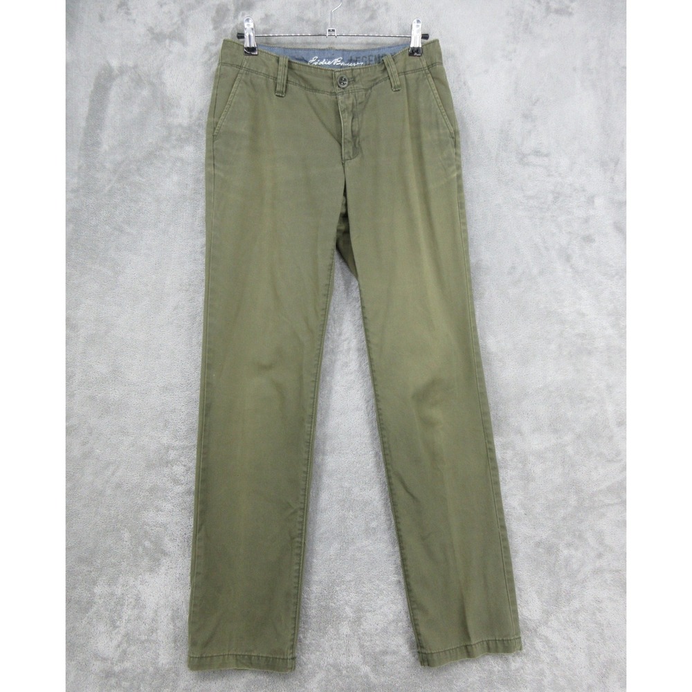 Eddie Bauer Pants Womens Size 2 Chino Straight Leg Minimalist Pockets Preppy Zip